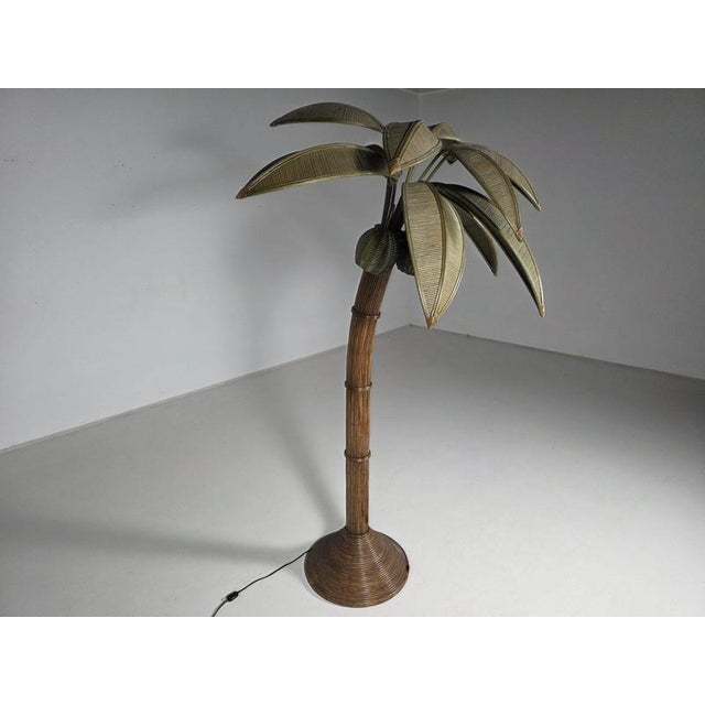 Mario Lopez Toress Bamboo Palm Tree Floor Lamp, 1970s For Sale - Image 3 of 12