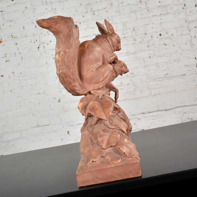 Ceramic Antique Terracotta Lifesize Sculpture of Squirrels by Leo Amaury & Stamped R D’Arly France For Sale - Image 7 of 13