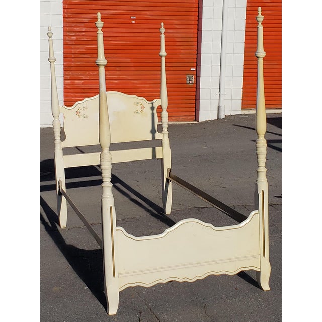 1940s Whitewash French Provincial Urn Poster Twin Beds a Pair Chairish