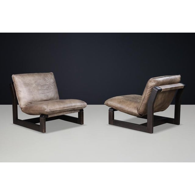 Wood Patinated Leather Sling Lounge Chair from Dreipunkt International, Germany, 1970s For Sale - Image 7 of 18