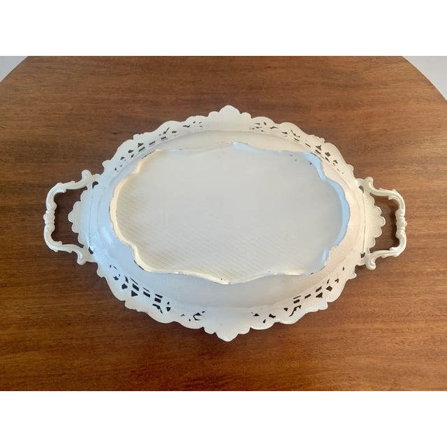 Metal French Country Reticulated Cast Iron Cachepot in White For Sale - Image 7 of 8