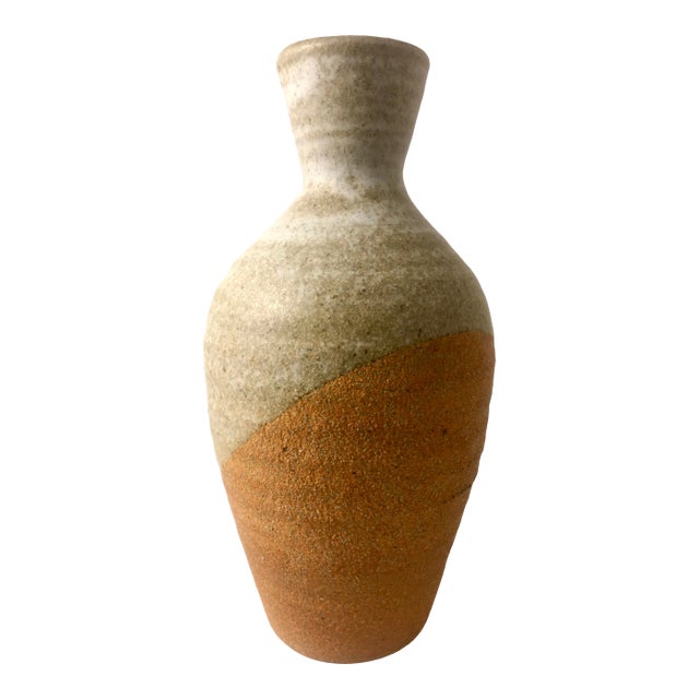 1970s Glazed Swoop Terracotta Vase For Sale