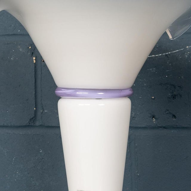 Lavender Vintage Italian Murano Glass Table Lamp, 1990 For Sale - Image 8 of 12