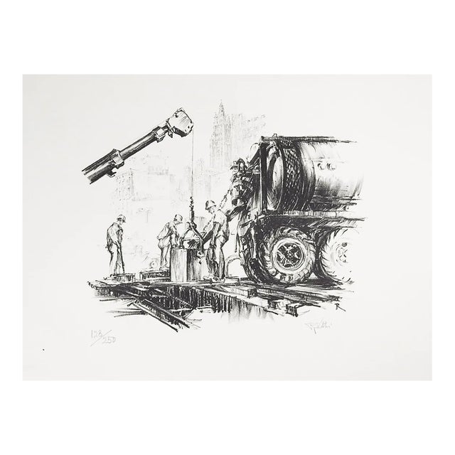 Mid 20th Century Industrial Construction Lithograph For Sale