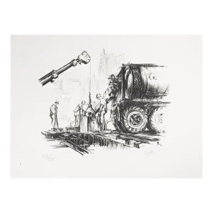 Mid 20th Century Industrial Construction Lithograph