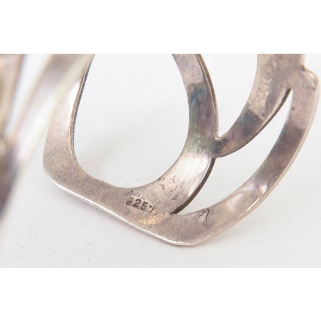 Vintage Sterling Silver and Pearl Artisan Wide Cuff Bracelet, 1980's. For Sale - Image 11 of 11