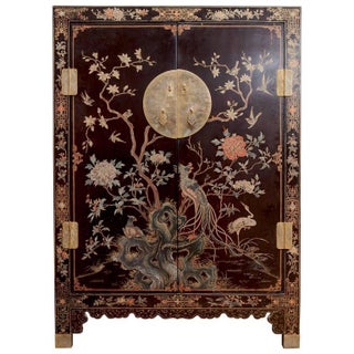 Chinese Lacquered Polychrome Wedding Cabinet For Sale