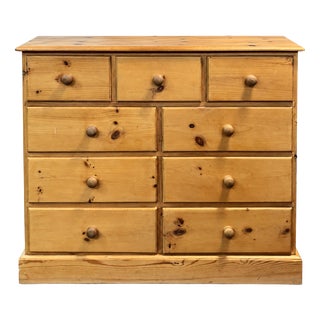 Vintage Pine Nine Drawer Chest of Drawers, 1950s For Sale