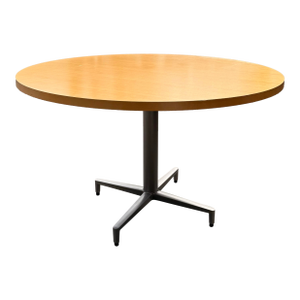 Geiger for Herman Miller ‘Levels’ 48” Round Table, Wood Top With Aluminum Base