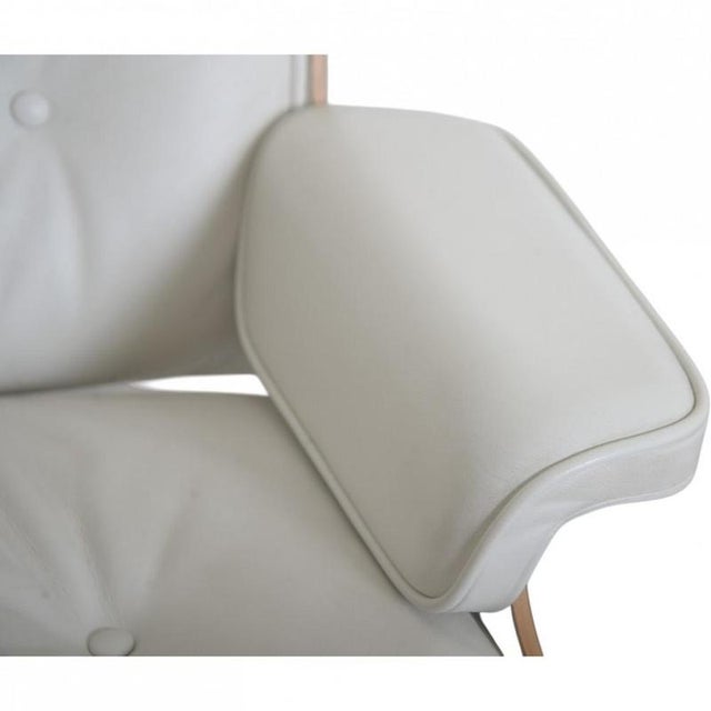 Animal Skin Set of Lounge Chair with Ottoman in White Leather by Charles Eames, 2010s For Sale - Image 7 of 18