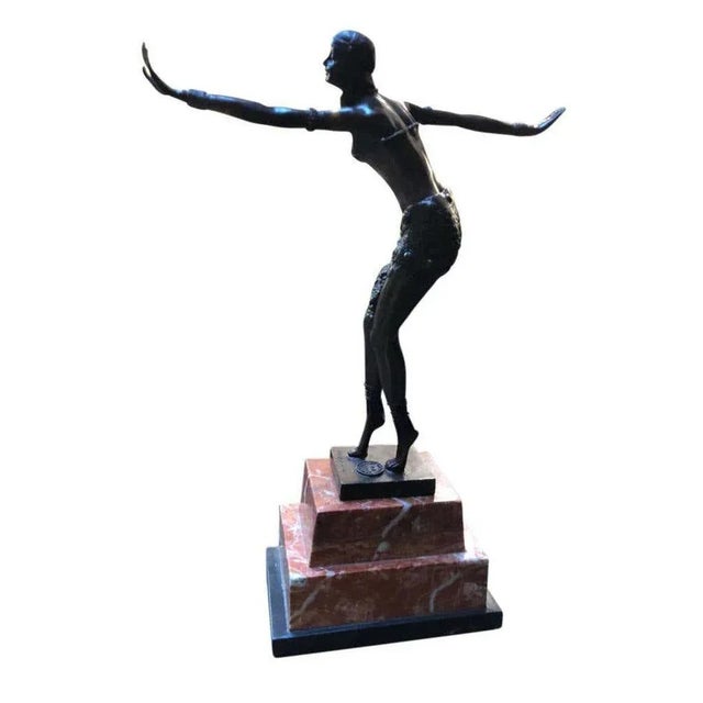 Art Deco Style Bronze Exotic Dancer by J.B Deposee, 20th Century For Sale - Image 5 of 10
