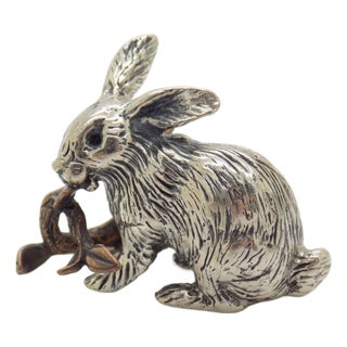 Vintage Italian Silver and Brass Bunny, 1980s For Sale