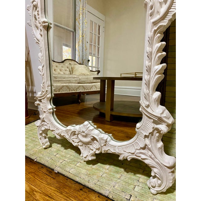 Rococo 60” Vintage Rococo Style Hand Carved Mirror For Sale - Image 3 of 9