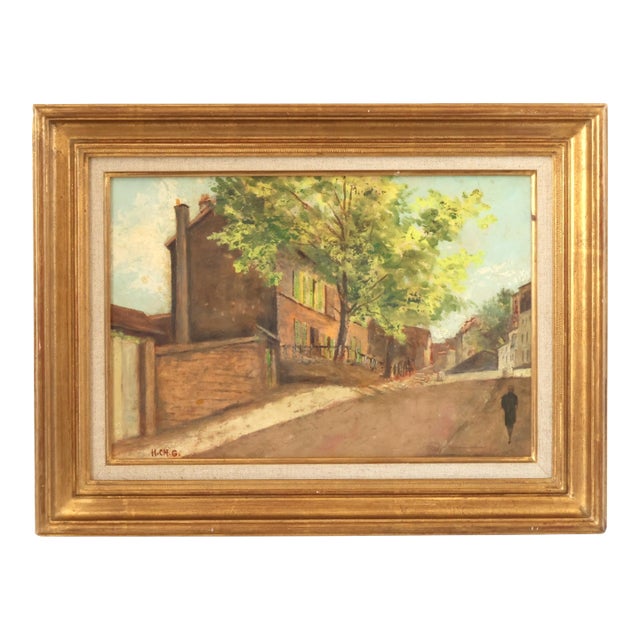 1961 Montmartre “Lapin Gil” Paris Street Scene Oil Painting For Sale