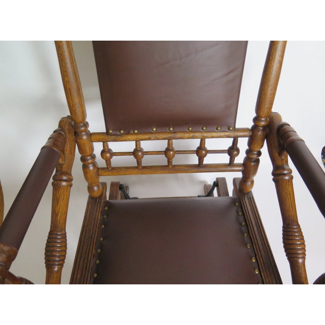 Antique Hunzinger Walnut Platform Rocker & Ottoman, 2 Pieces For Sale In Boise - Image 6 of 9