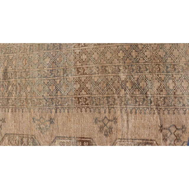 All-Over Gul Design Turkmen Vintage Ersari Rug in Soft Brown and Taupe For Sale - Image 9 of 11