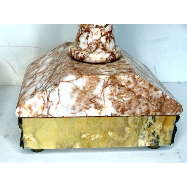 Pair of Antique French Neoclassical Breccia Marble Clock Ewers Tazza Garniture For Sale - Image 10 of 12