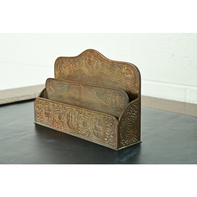 Tiffany Studios New York Zodiac Pattern Bronze Letter Rack For Sale - Image 14 of 14