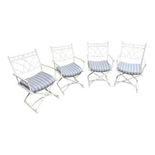 Directoire Steel X Base Arm Chairs- Set of 4 For Sale