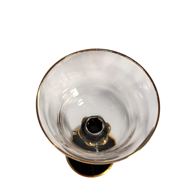 Mid 20th Century Set of 8 Art Deco Cocktail Glasses Hollywood Regency Holidays Barware Black Gold Art Nouveau For Sale - Image 10 of 10