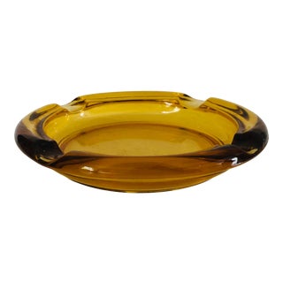 Midcentury Amber Glass Ashtray For Sale