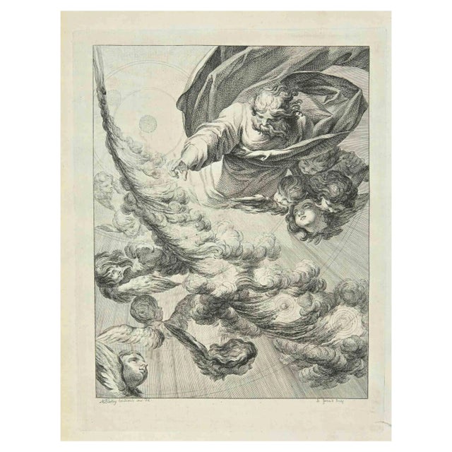 Jakob Van Scley, The Finger of Creation, Etching, 1771 For Sale