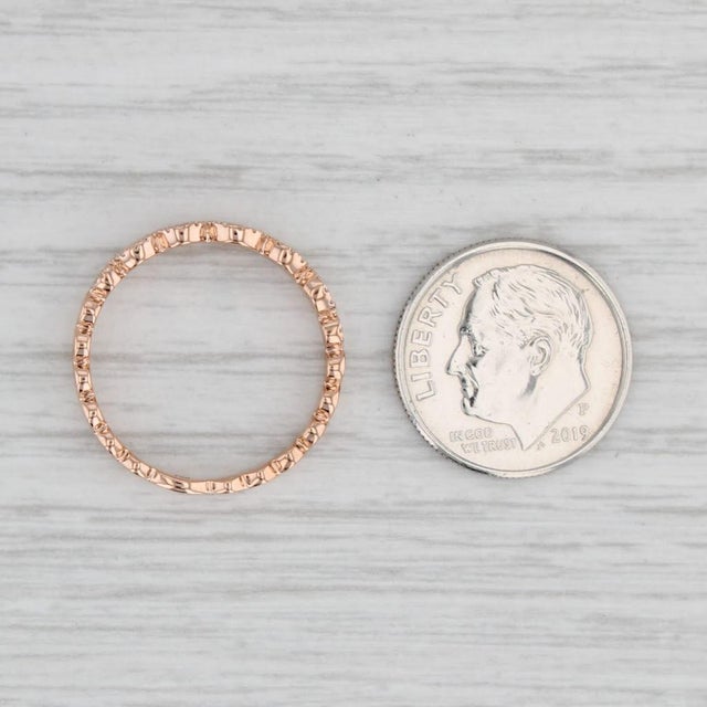 Metal New 0.10ctw Stackable Diamond Cluster Ring 18k Rose Gold Size 7 Wedding Band For Sale - Image 7 of 8