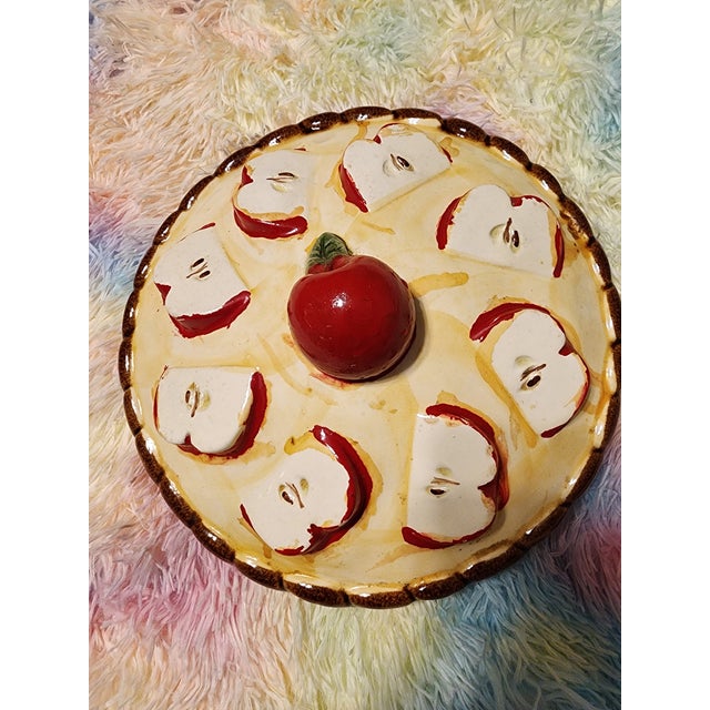 American Vintage Apple Pie Plate W/Lid Glazed For Sale - Image 3 of 8