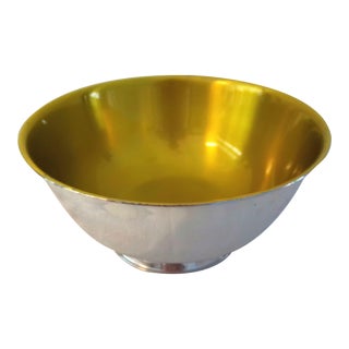 Mid-Century Oneida Silverplate & Yellow Enamel Bowl For Sale