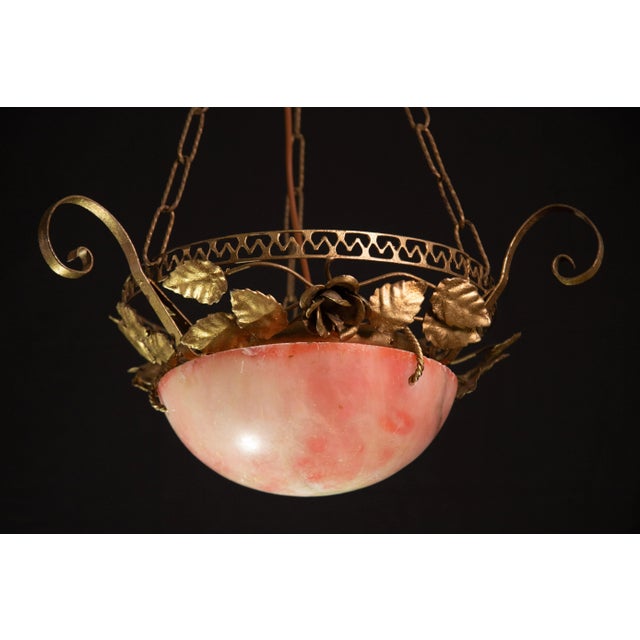 Alabaster La Belle Èpoque Red Alabaster Pendant, 1910 For Sale - Image 8 of 12