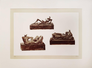 Henry Moore, Three Reclining Figures Lithograph, Modern Style, 1976, Unframed