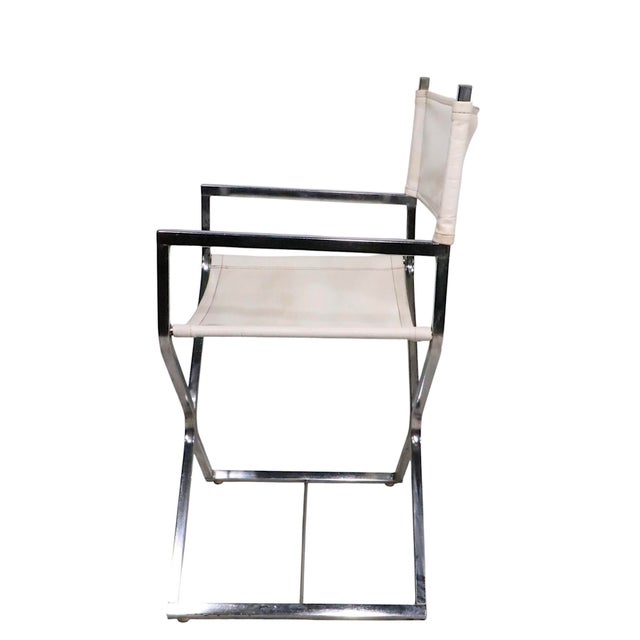 Mid 20th Century Hollywood Regency Chrome and Vinyl Directors Chairs In For Sale - Image 12 of 18