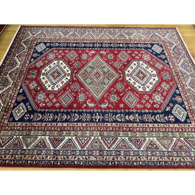1990s Hand Knotted Kazak Rug - 8′4″ × 10′2″ For Sale - Image 6 of 10