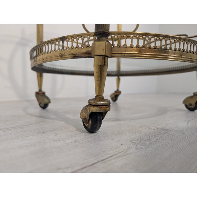 Vintage French Bar Cart in Brass, 1950s For Sale - Image 4 of 15