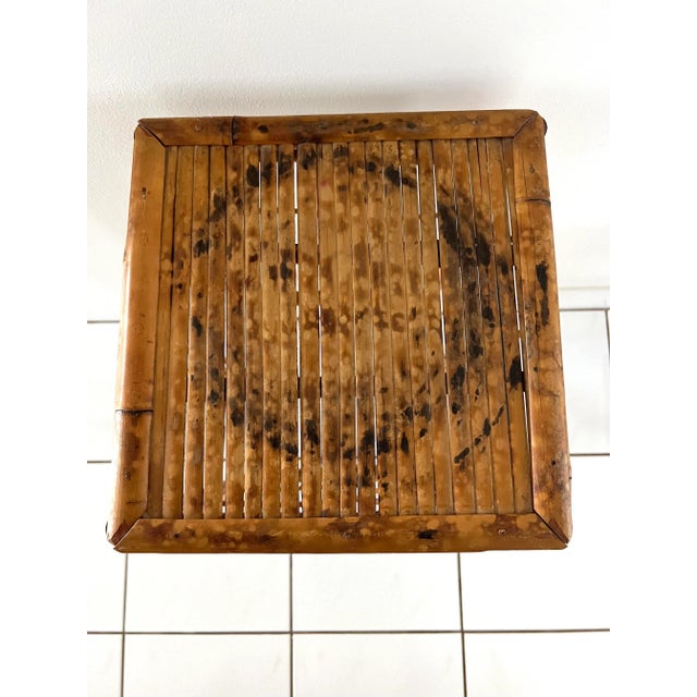 Chinoiserie Tall Tortoise Rattan Bamboo Plant Stand For Sale - Image 3 of 10