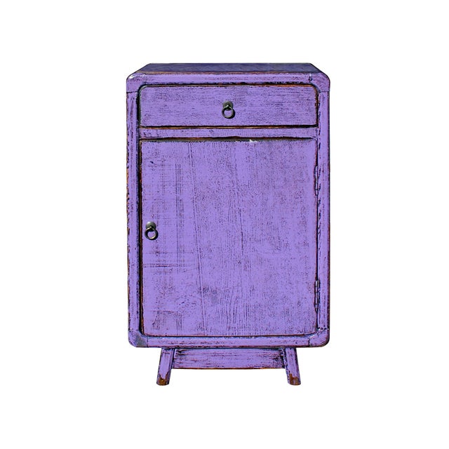 Distressed Purple Lacquer DrawerEnd Table Nightstand Chairish