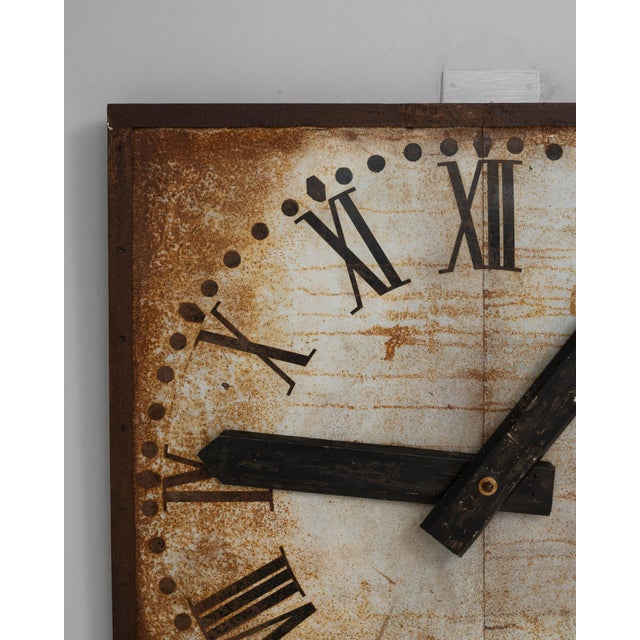 1920s French Industrial Metal Wall Clock Face For Sale - Image 11 of 18