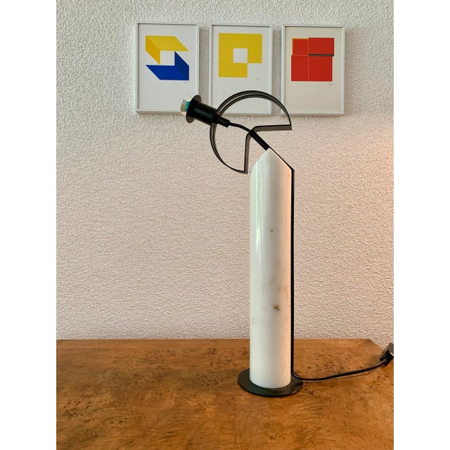 Postmodern Table Lamp in Carrara Marble, 1990s For Sale - Image 11 of 13