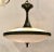 Original Retail $1908, stylish Currey & Co. Modern Electress Iron and Frosted Glass Pendant, showroom floor sample