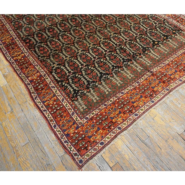 1860s Navy Paisley Antique Antique n.w. Persian Carpet 6' X 13' Knotted Wool Rug For Sale - Image 10 of 11