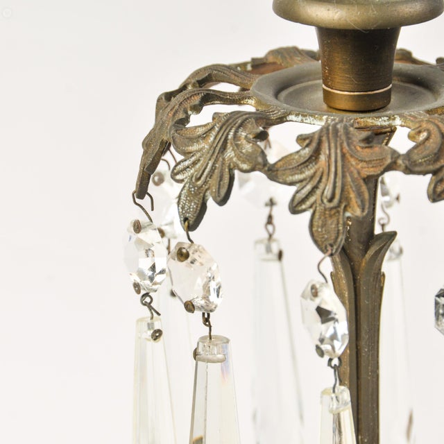 Antique Brass Spaniel Dog Candle Holders With Marble Base and Crystals For Sale - Image 15 of 16