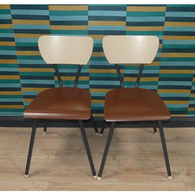 Wood Industrial Chairs in Wood and Metal, Netherlands, Set of 2 For Sale - Image 7 of 7