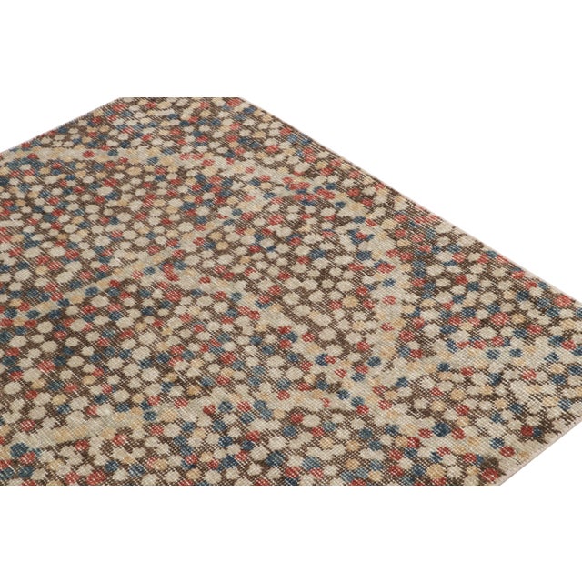 2010s Distressed Abstract Rug in Brown, Red & Blue Dots Pattern by Rug & Kilim For Sale - Image 5 of 7