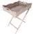 Artifacts Rattan Scallop Design Butler Tray with Wooden Legs Glass Insert, White Wash For Sale - Image 4 of 5