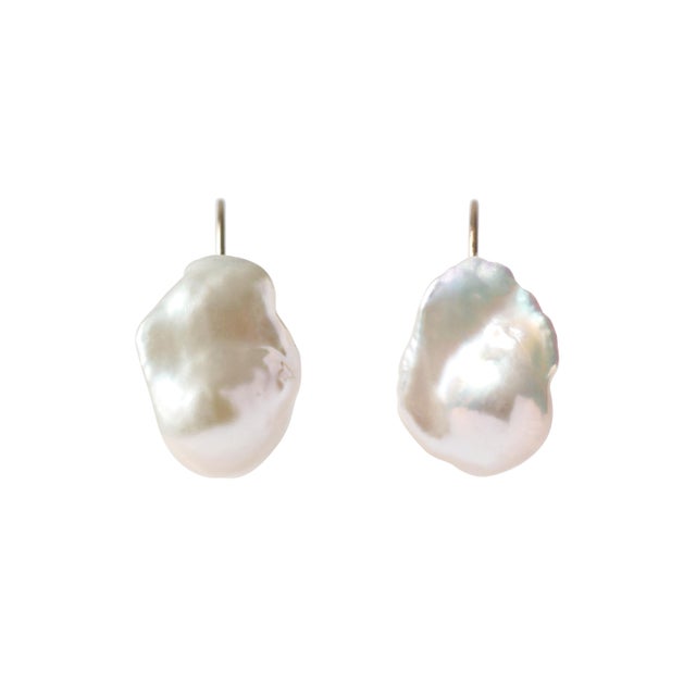 Modern Baroque Pearl Hook Earrings, Pair For Sale - Image 3 of 8