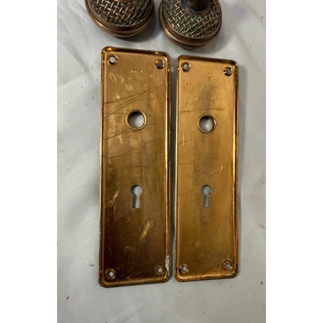 Pair of Antique Gilt Bronze Brass Music Microphone Shaped Door Handles Hardware For Sale - Image 9 of 12