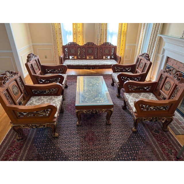 Asian Antique Thai Teakwood Hand Carved Coffee Table - Imported From Thailand For Sale - Image 3 of 3