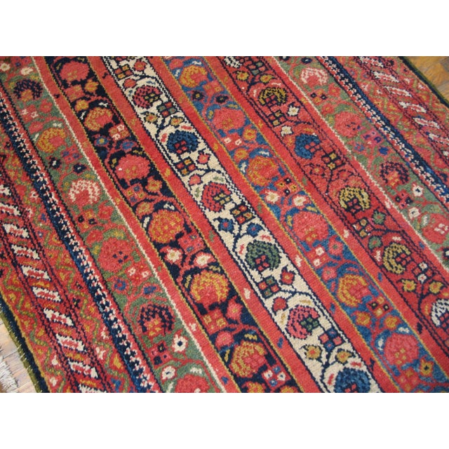 Persian 1900s Multicolor Geometric Handknotted Antique Persian Kurdish Runner Rug '5" X 11'8" Wool Carpet For Sale - Image 3 of 4