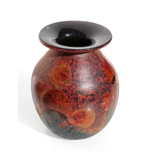 Antique French Enameled & Etched Glass Mushroom Vase from Daum For Sale - Image 4 of 7