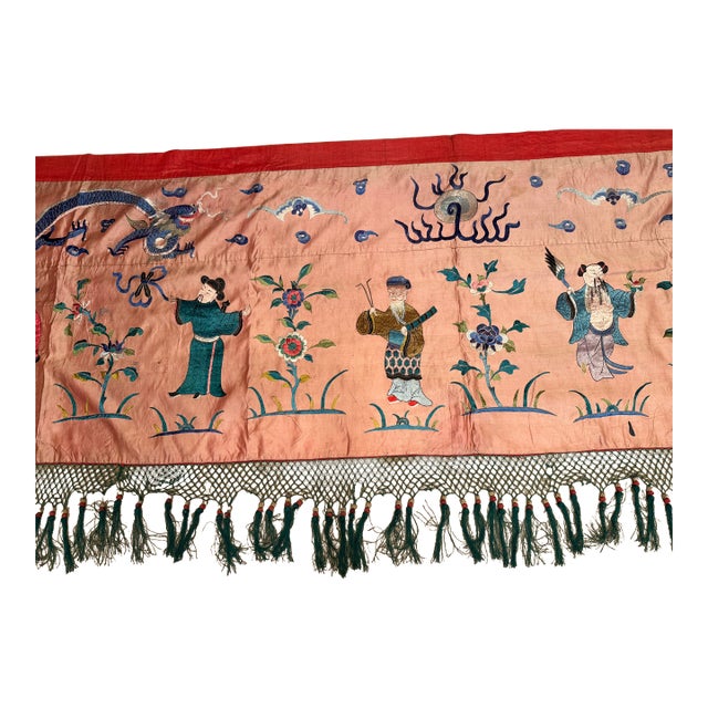 Ceremonial Chinese Emboidered Hanging Late Qing Dynasty For Sale